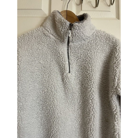 SO Fleece Teddy Size L White Faux Fur Sherpa Sweatshirt Half Zip - Picture 3 of 10